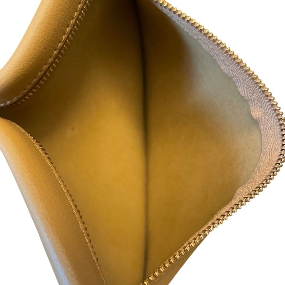 Tan Pebbled Leather Wristlet Clutch Pouch Leatherology Minimalist Quiet Luxury - Picture 5 of 8